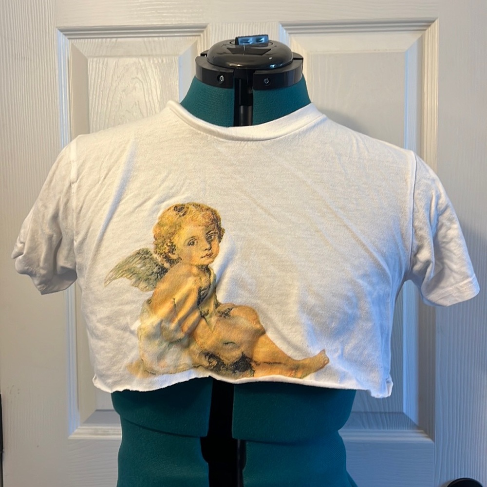 Greek Angel cropped shirt/cover up white